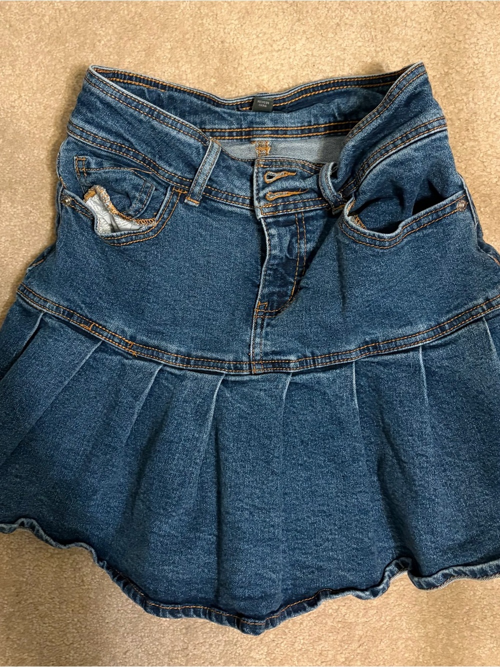 wild fable Dark Blue Denim Pleated Mini Skirt